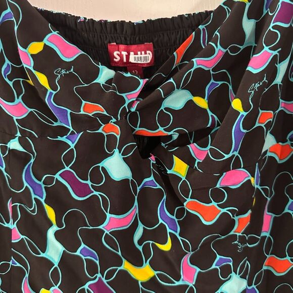 STAUD Black Multicolor‎ Print Smocked L/S Sweetheart Neck Josephine Top Size 12 - Picture 3 of 9